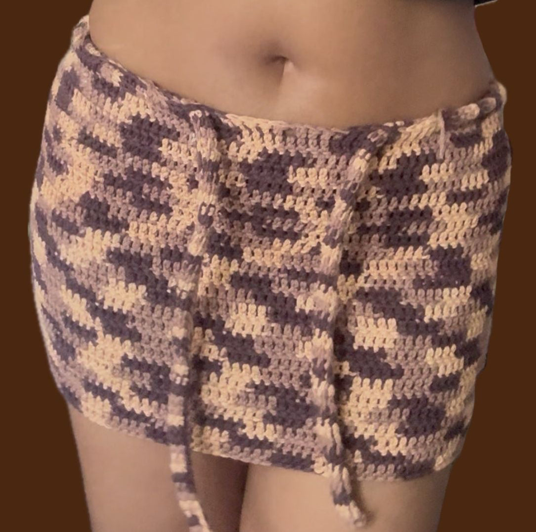 Brown Down Mini Skirt